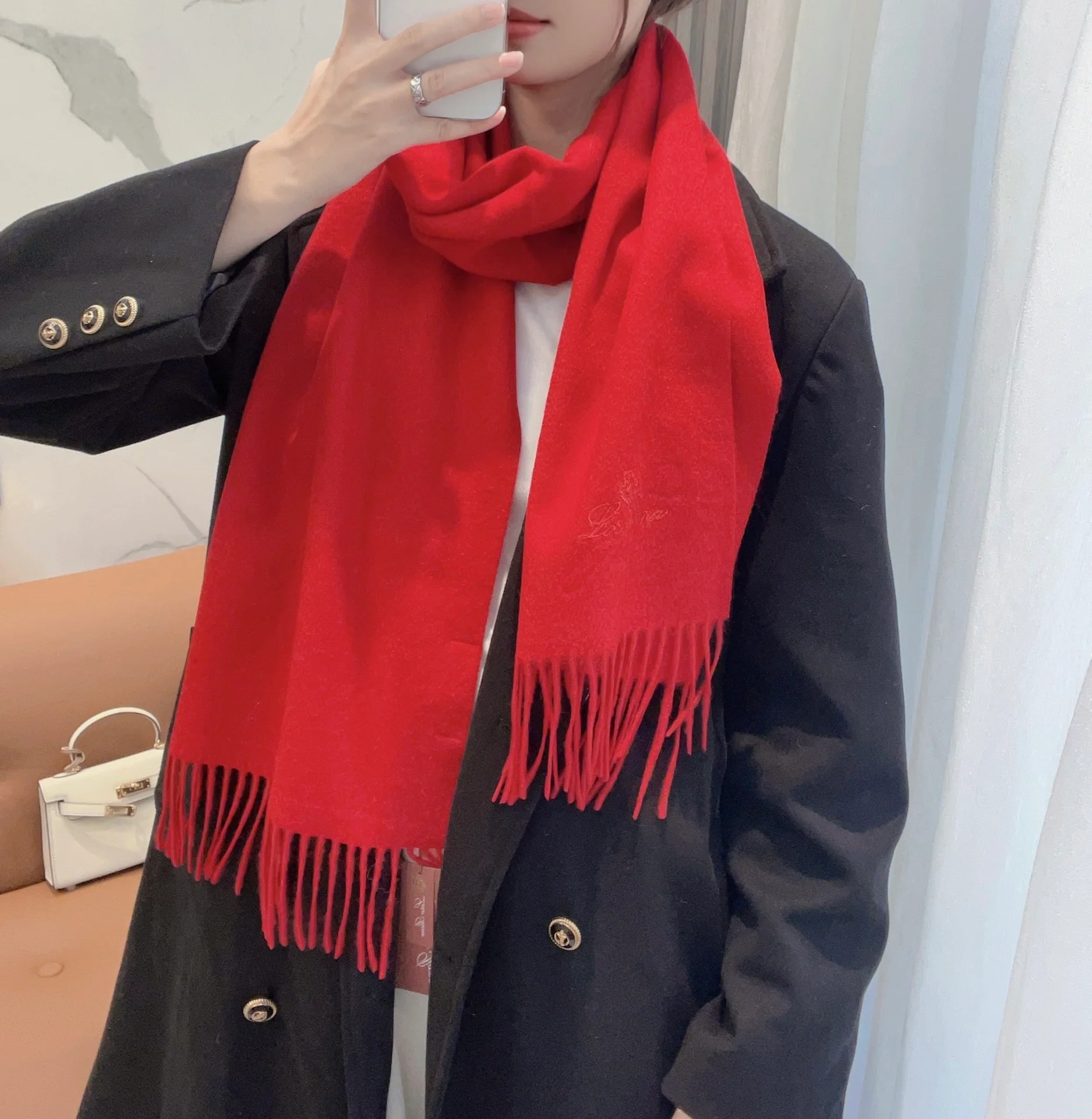 Шарф Loro Piana 2024 однотонный вязаный - красный - 1