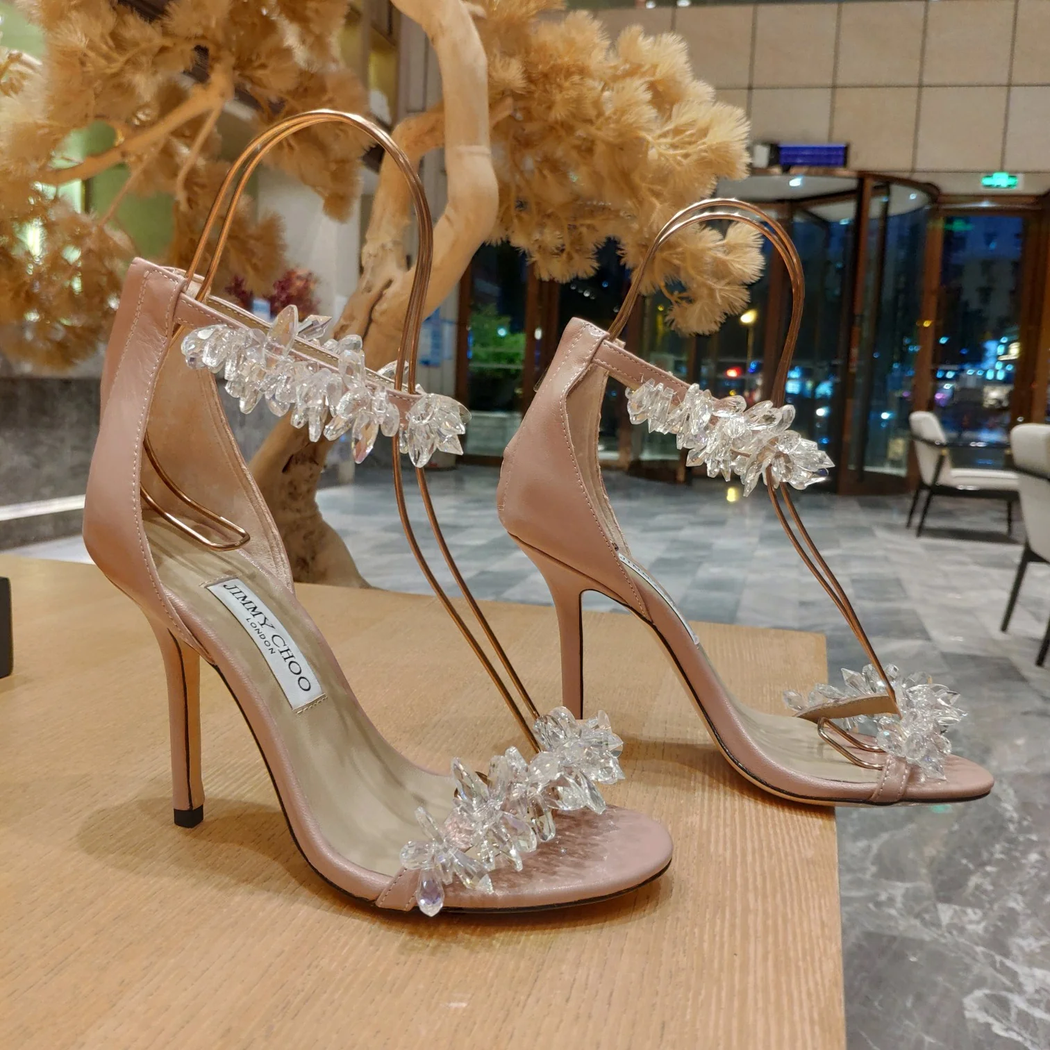 Коллекция высокой моды Jimmy Crystal - Босоножки на шпильке - Розовые