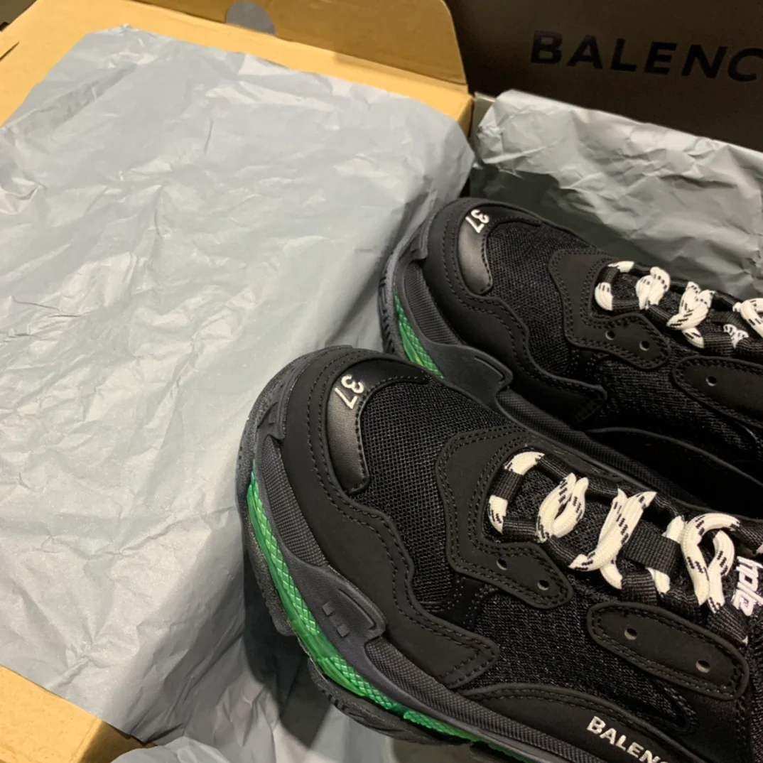 Li Shi - Dad Shoes - Air Cushion Sole - Black and Green