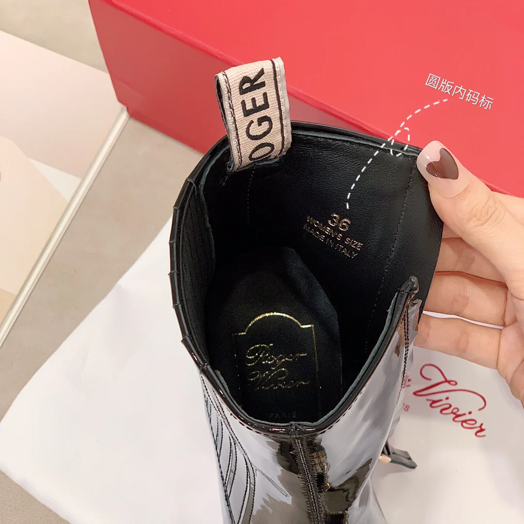 RV Shoes - 22ss - Ботильоны на массивном каблуке, украшенные стразами - Стиль Оуян Наны