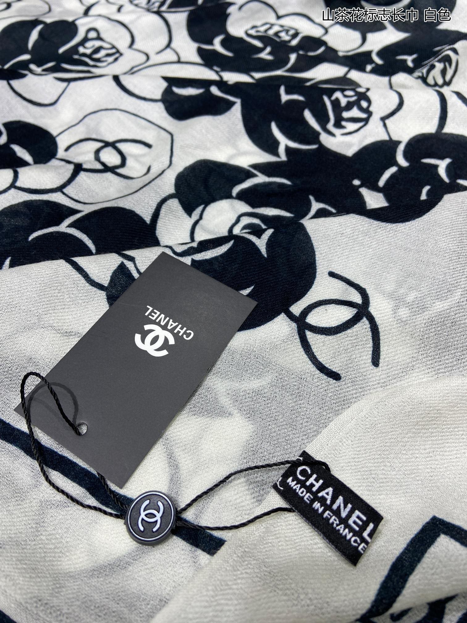 Длинный шарф Chanel Camellia - 110 см - 200 см - 100 см - Кашемир премиум-класса - 1 шт.