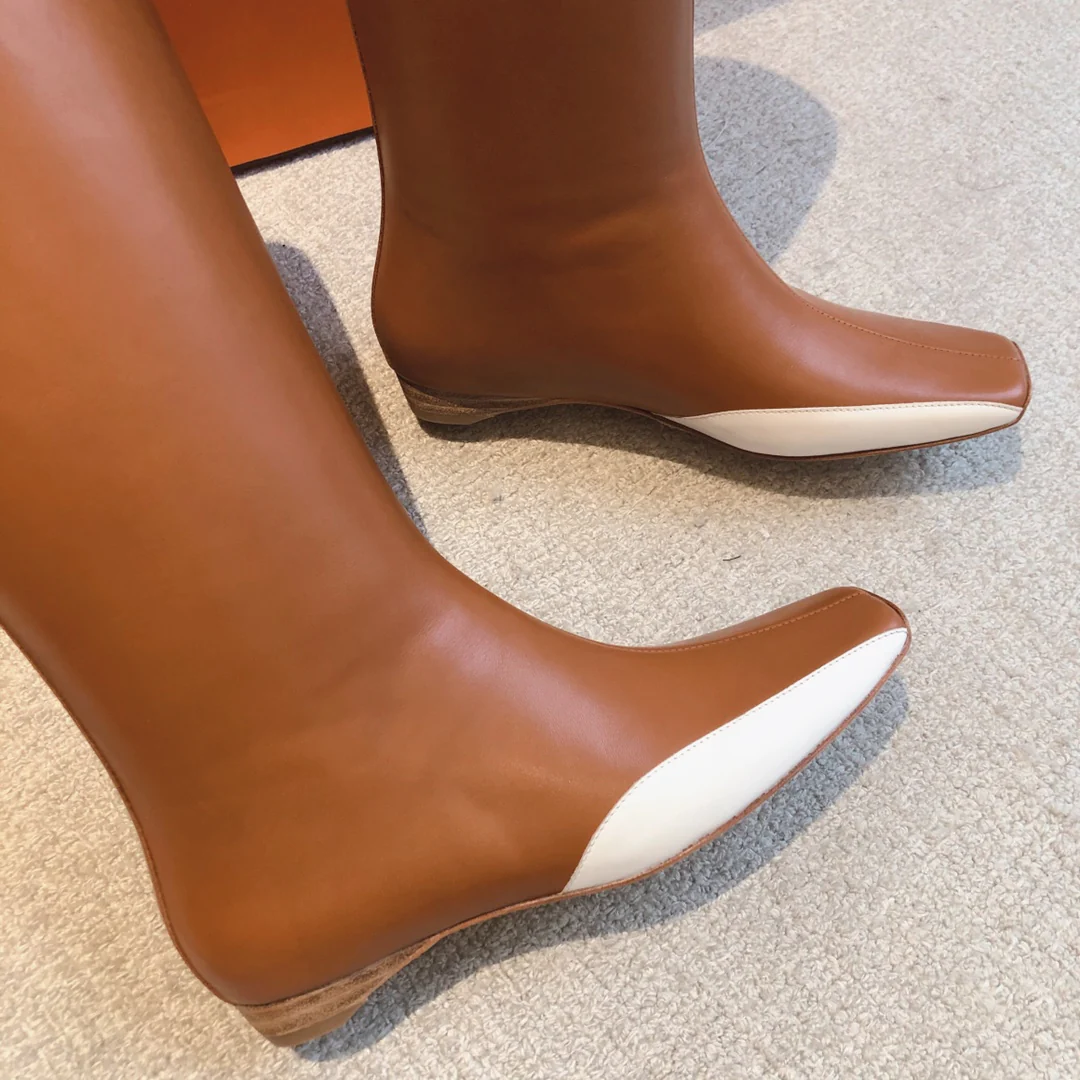 Новинка 2023 года от Hermes - Сапоги из телячьей кожи - Кофейно-коричневый