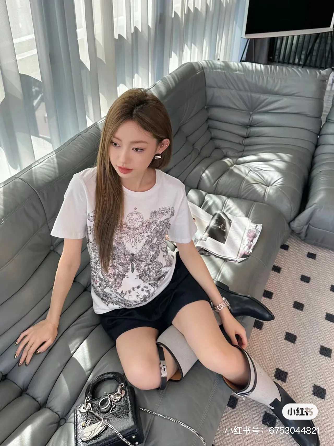 Футболка Dior 2403 Butterfly Series с принтом бабочек, с коротким рукавом