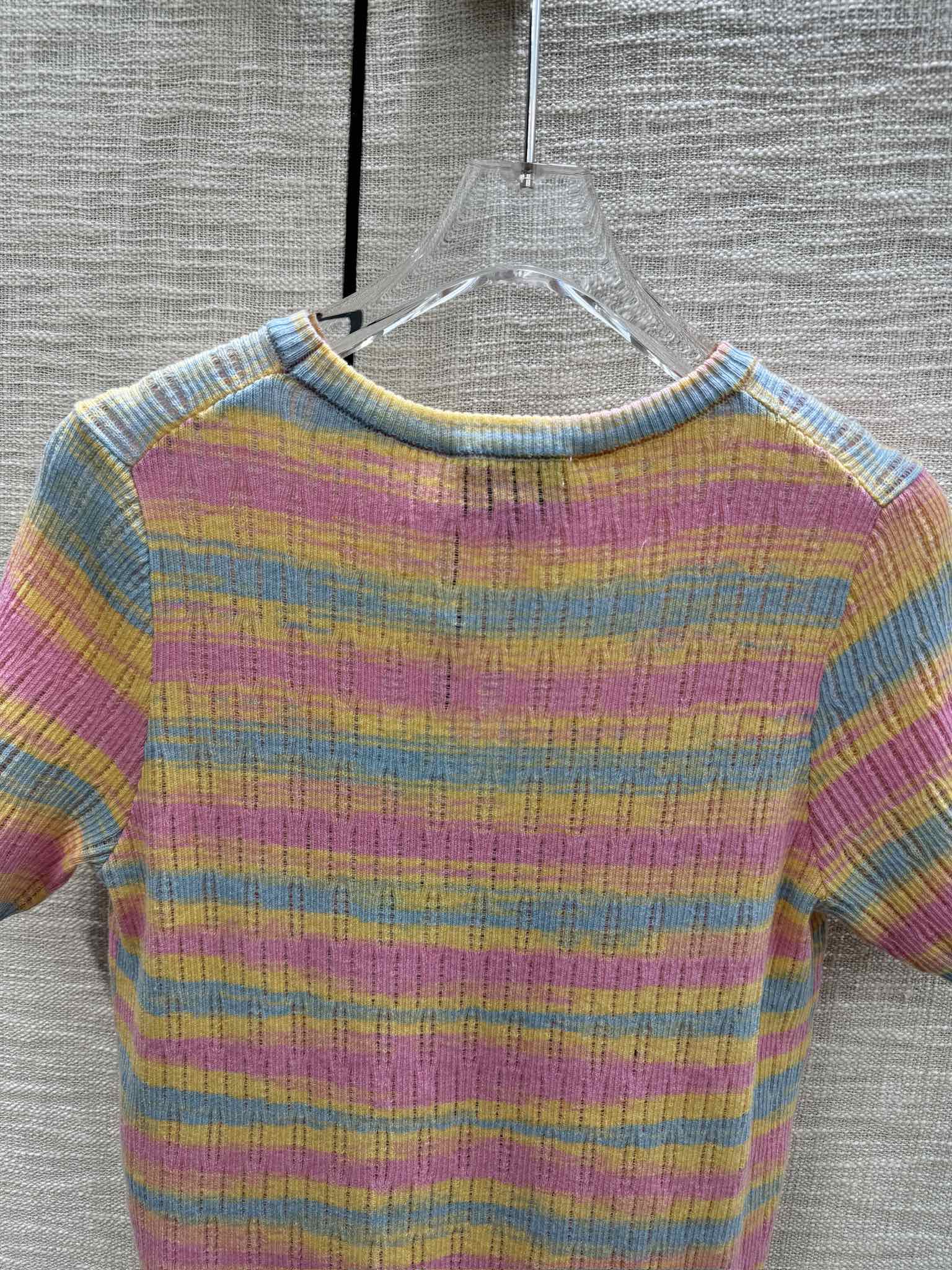 Chanel 2403 - Вязаная футболка с коротким рукавом в полоску 