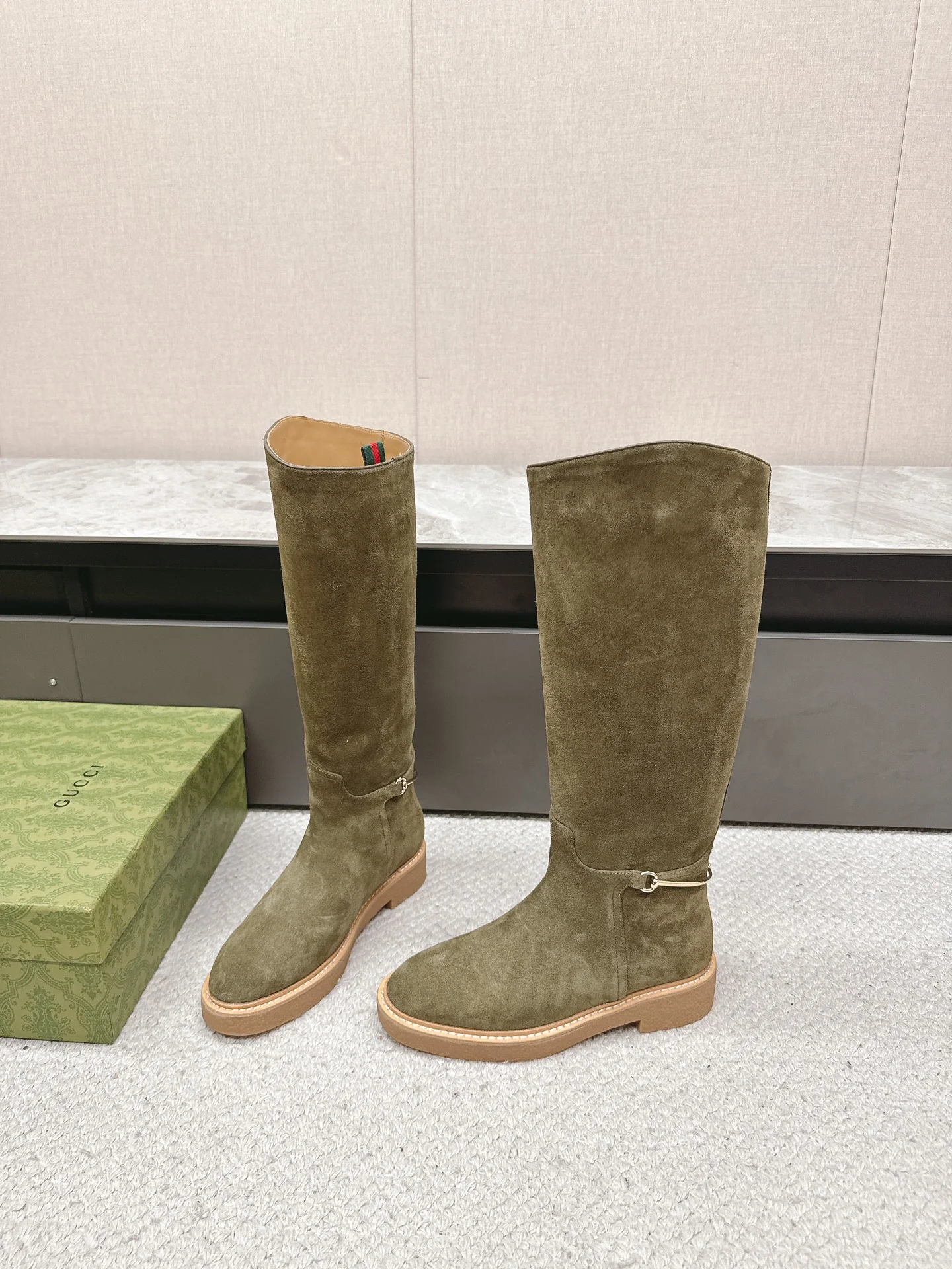 Ботинки для верховой езды Gucci 2024 - темно-зеленые