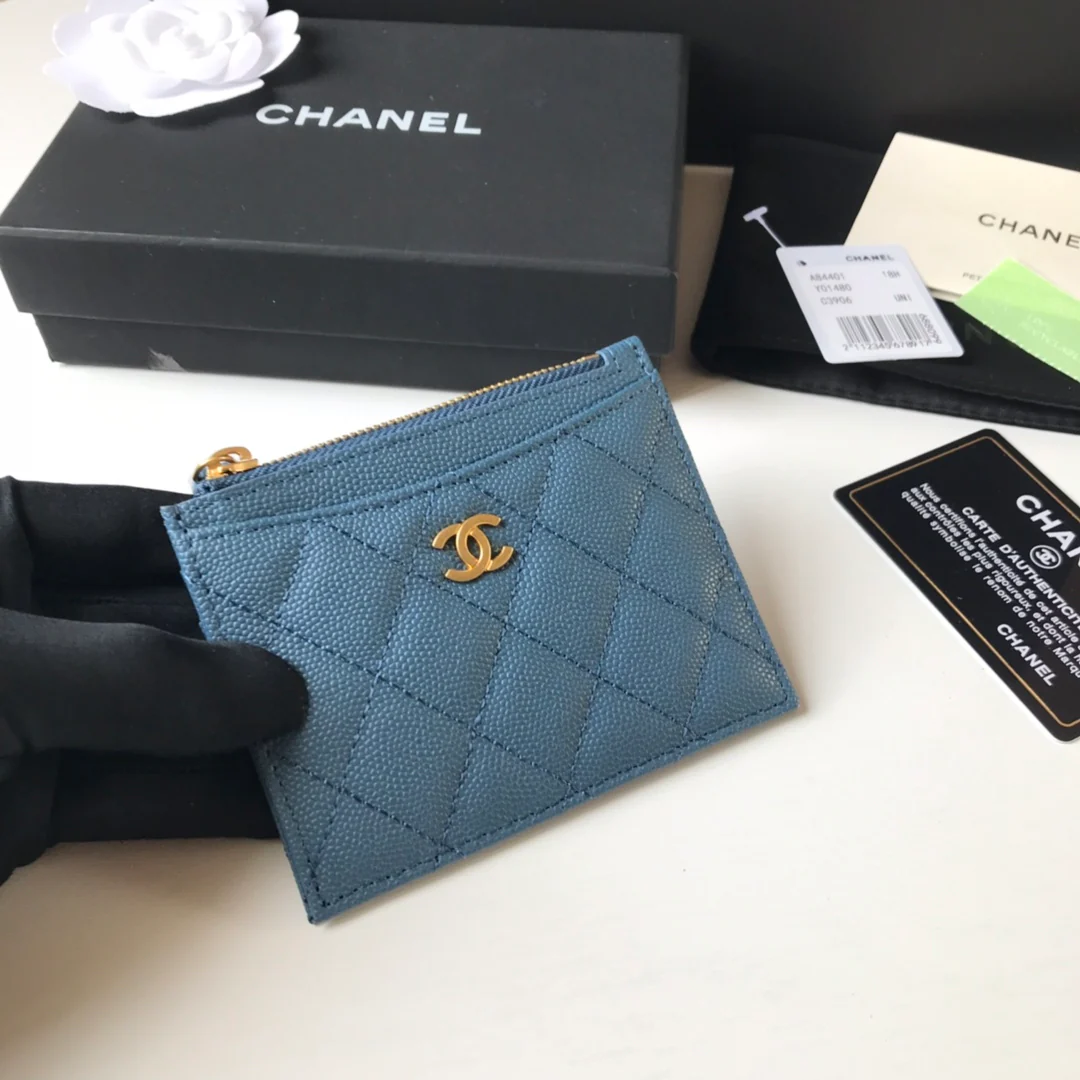 Кардхолдер Chanel на молнии - плоский картхолдер