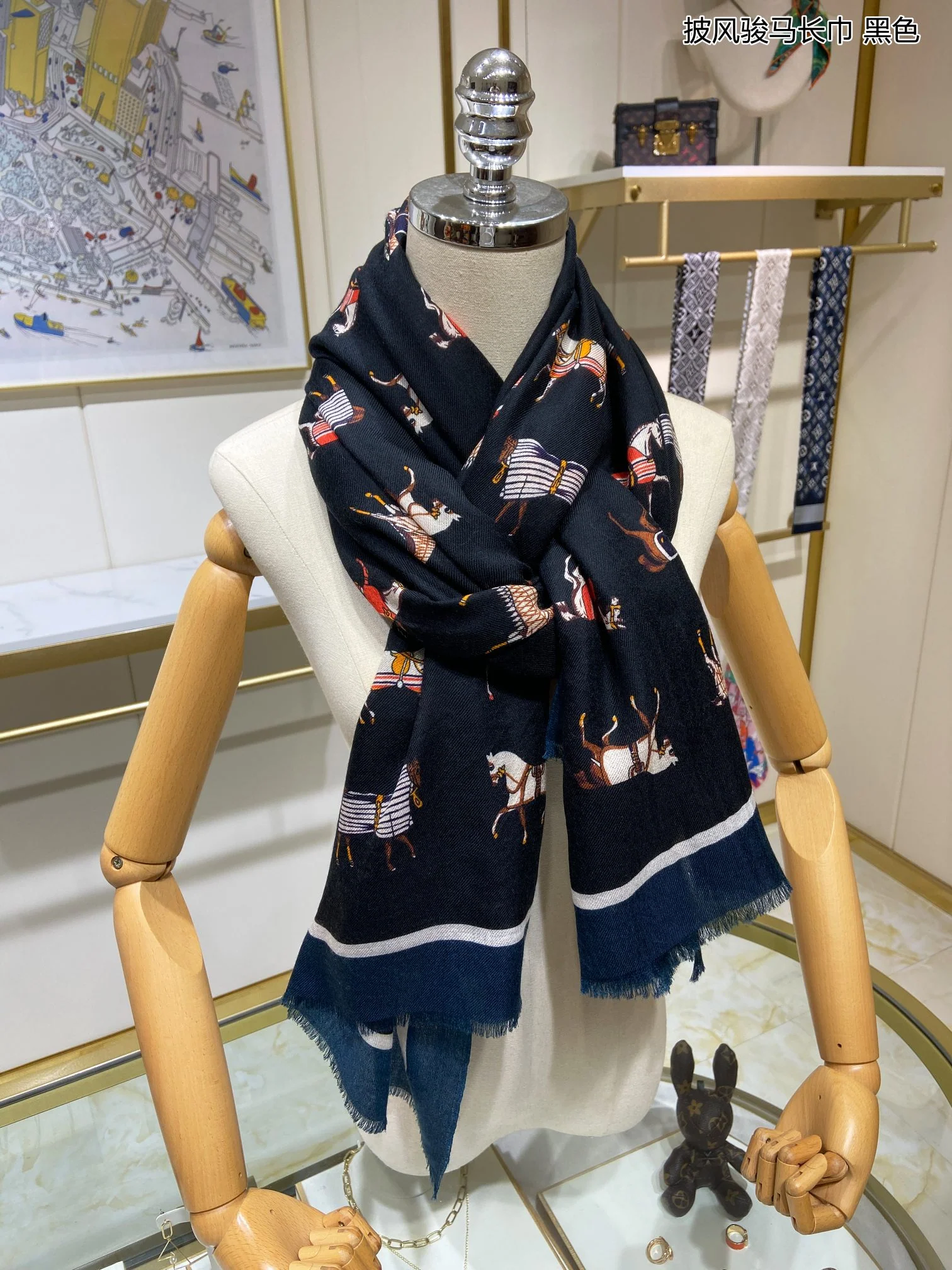 Hermes - Накидка с лошадью - 100-200 Длинный шарф - 100 - Отборный кашемир - 1