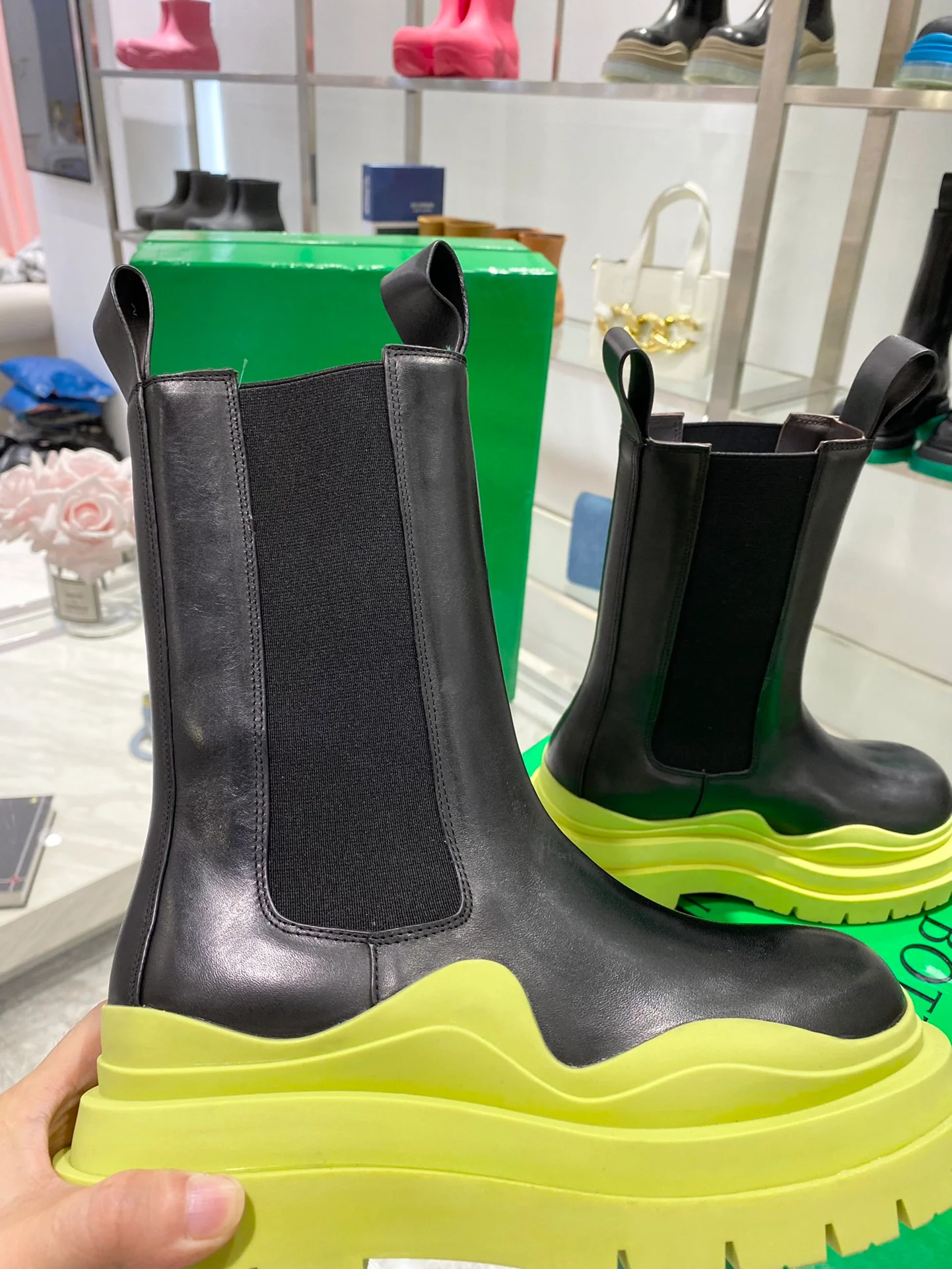 Обувь BV - BV - желтая подошва - до середины икры - ботинки Martin на платформе - 1