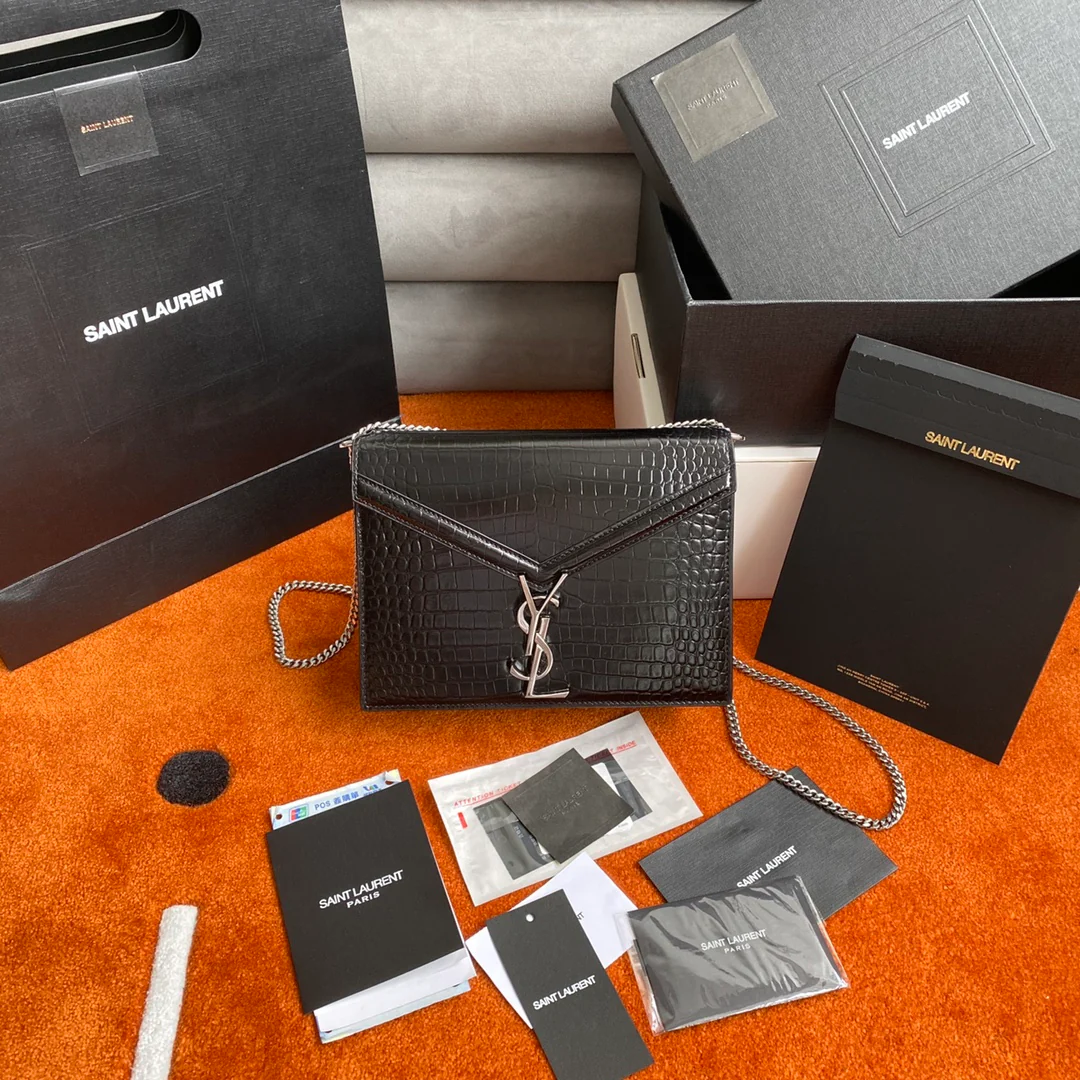 Сумка-конверт YSL Cassandra с крокодиловым принтом - 5 шт.