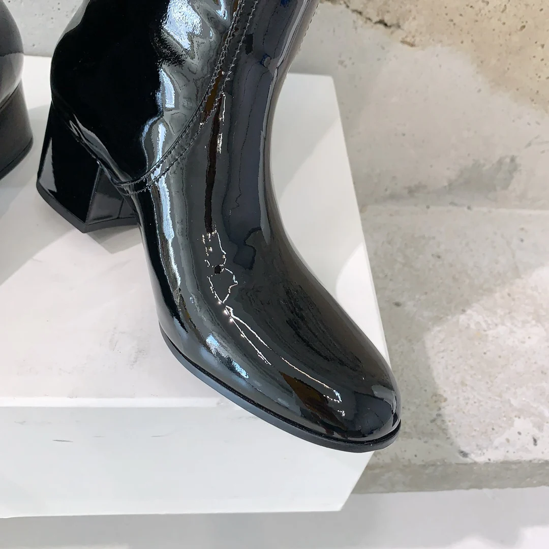 Ботинки Celine 2024 на низком каблуке - черные