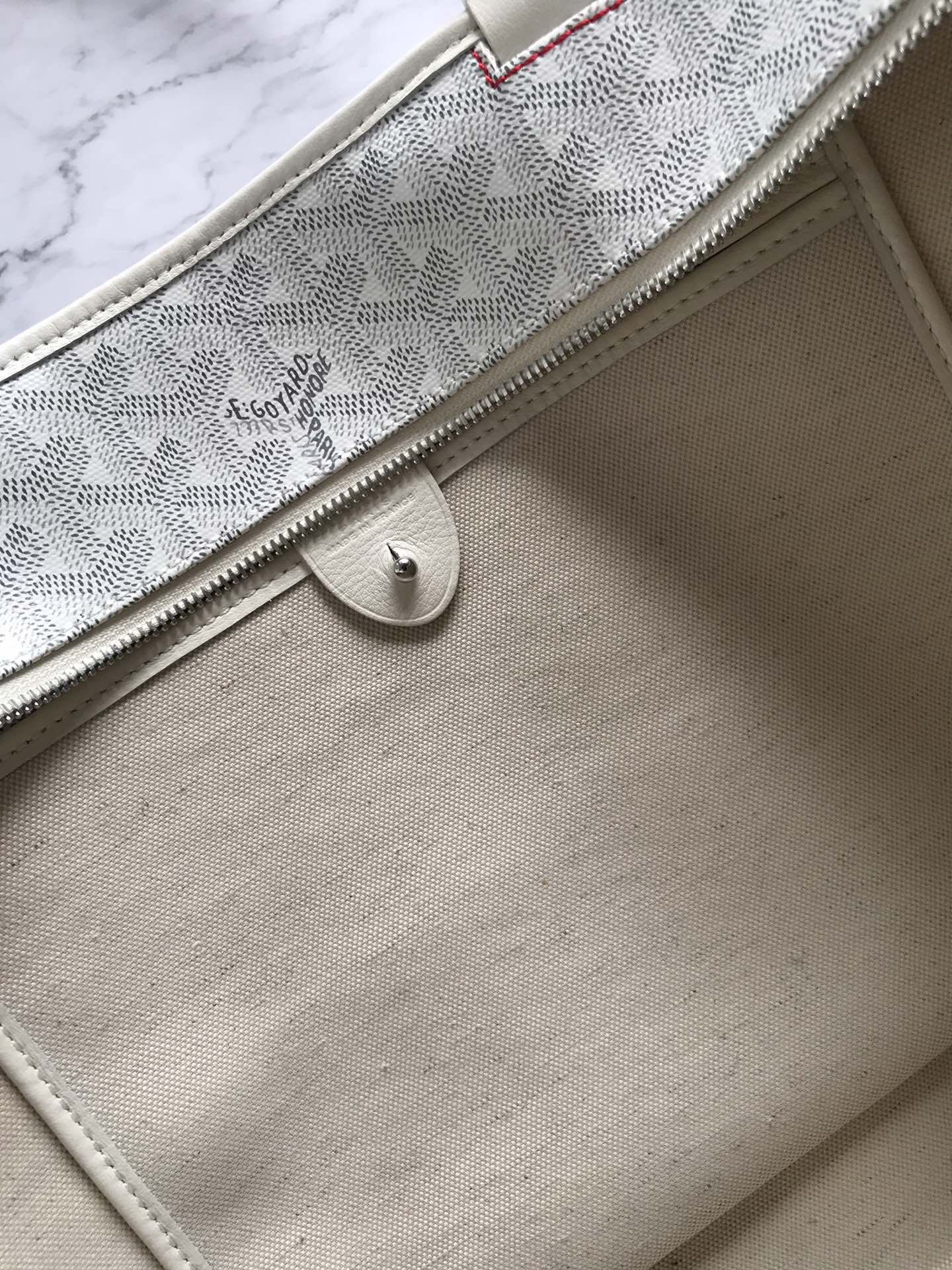 Большая сумка-тоут Goyard на молнии - белая