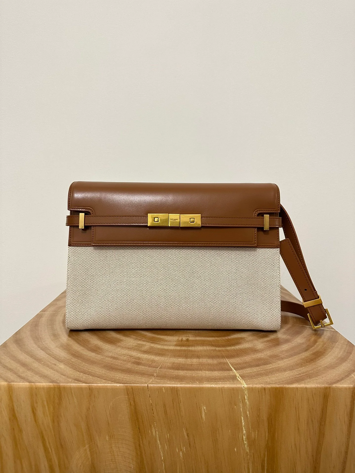 YSL Manhattan, большой размер, хлопок, лен, коричневый