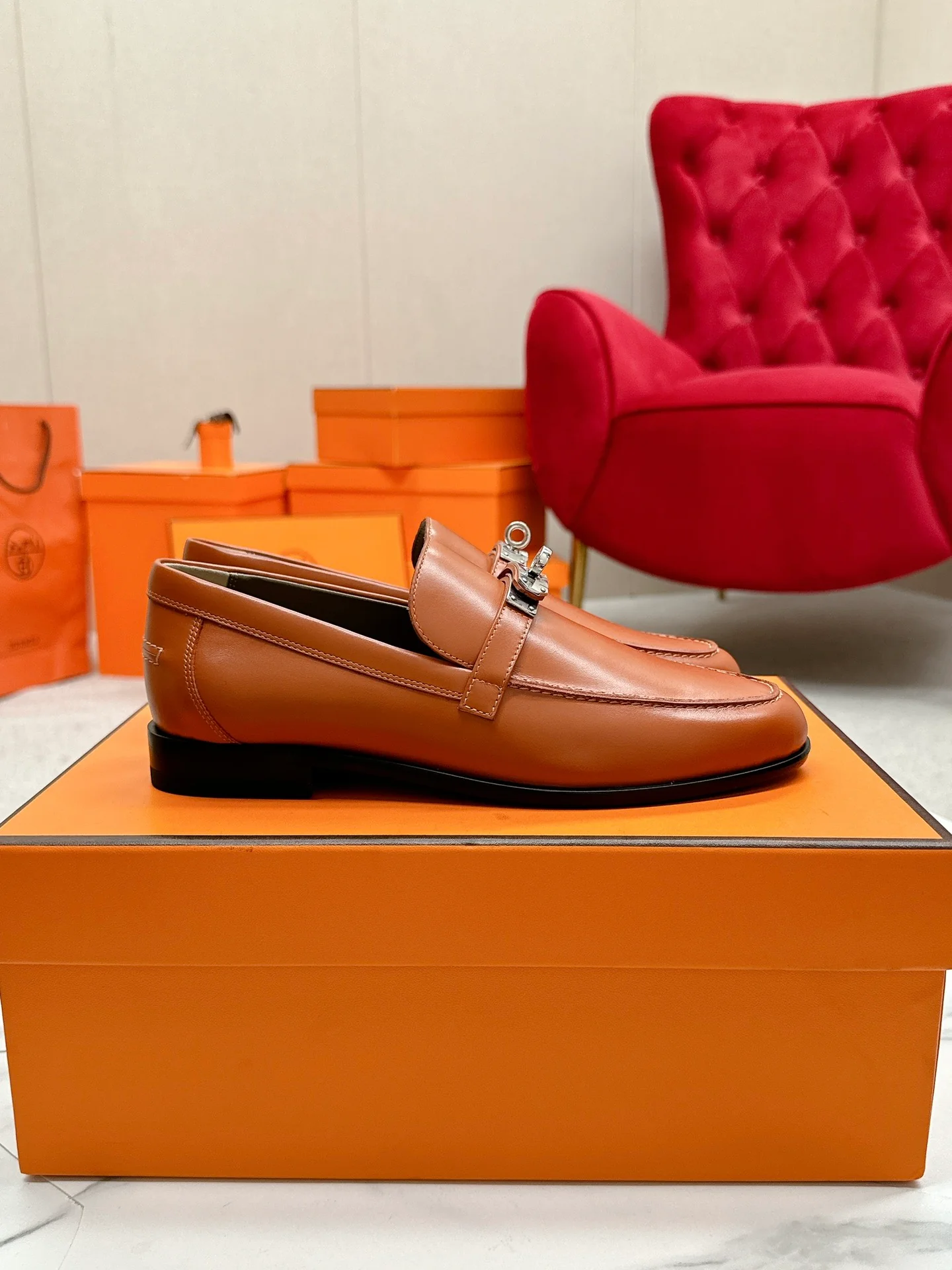 Лоферы Hermes Kelly 2024 - Кофейно-коричневый