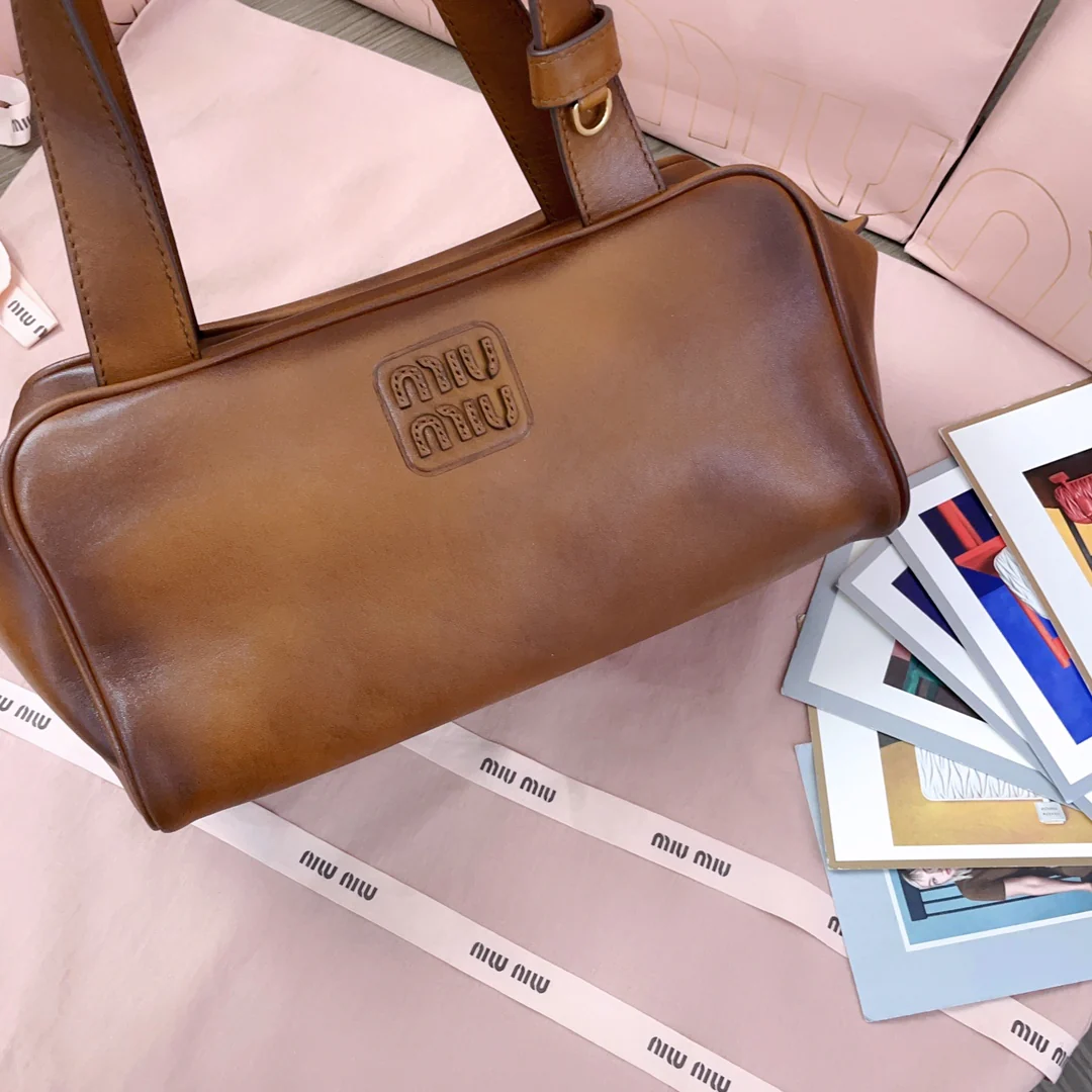 Сумка для боулинга Miu Miu-5bb182, коричневая.