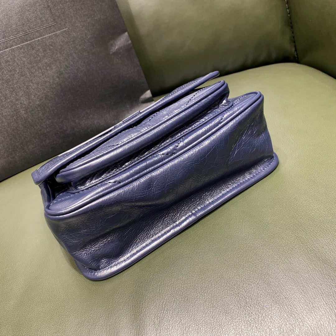 Сумка-мессенджер YSL Niki - темно-синяя - кожа - 22 см