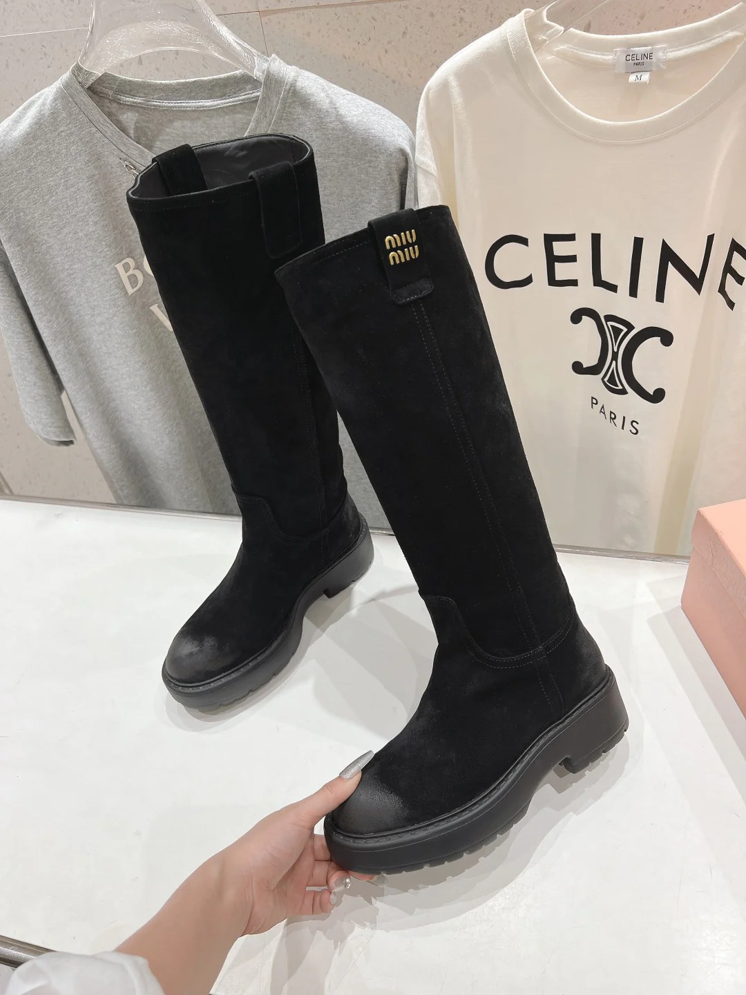 Ботинки на платформе Miu Miu 2024 - Черные - 1