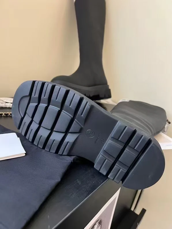 Chanel - Шерстяные сапоги для верховой езды - Черные