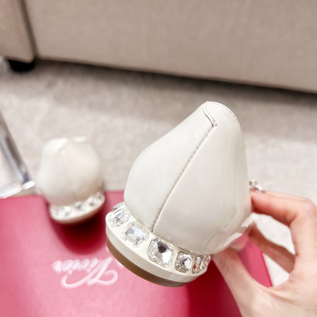 Туфли RV - туфли на каблуке со стразами и кристаллами - бежевые