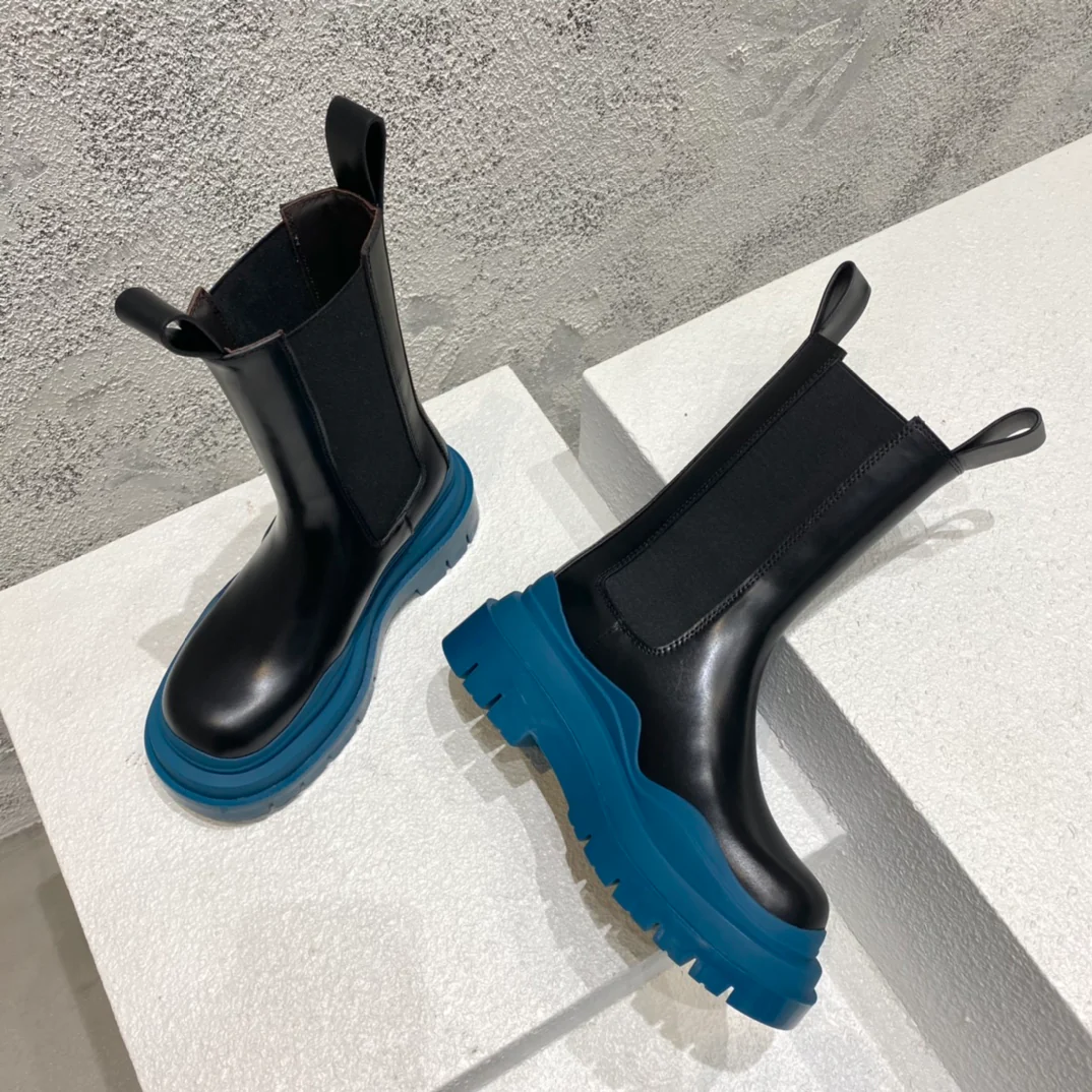 BV-22ss - Британские ретро-сапоги до середины икры - Унисекс - Черно-синяя подошва - 1