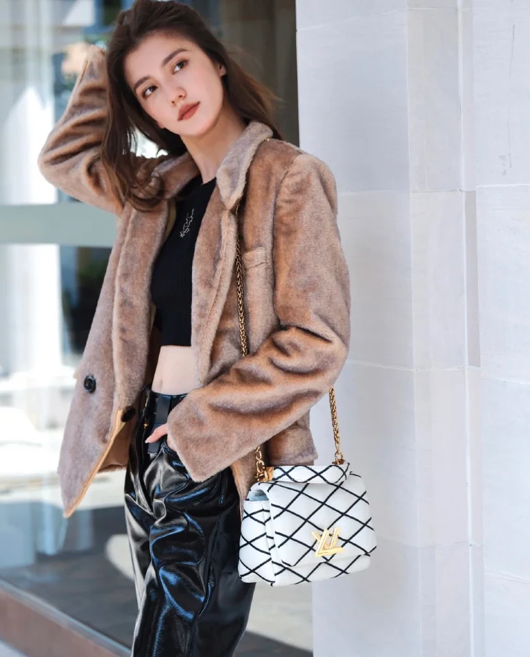 m22890-LV-Кварцевая сумка с тисненым узором и цепочкой, средний размер, белая