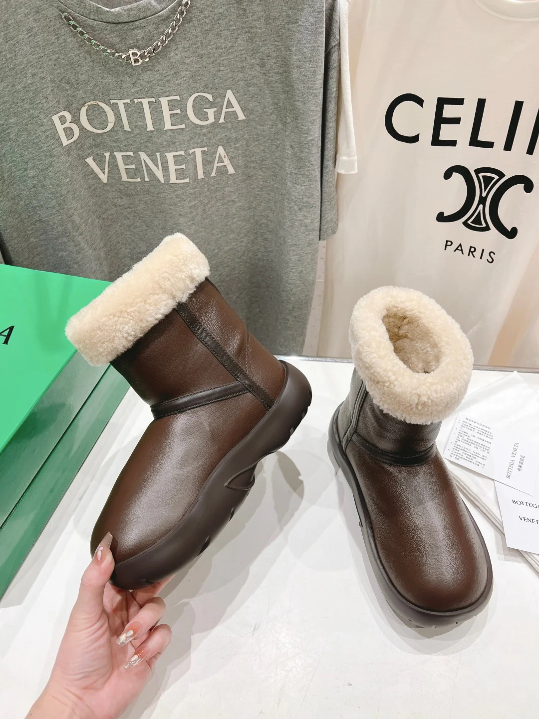 Шерстяные зимние сапоги BV-2024 - темно-коричневые