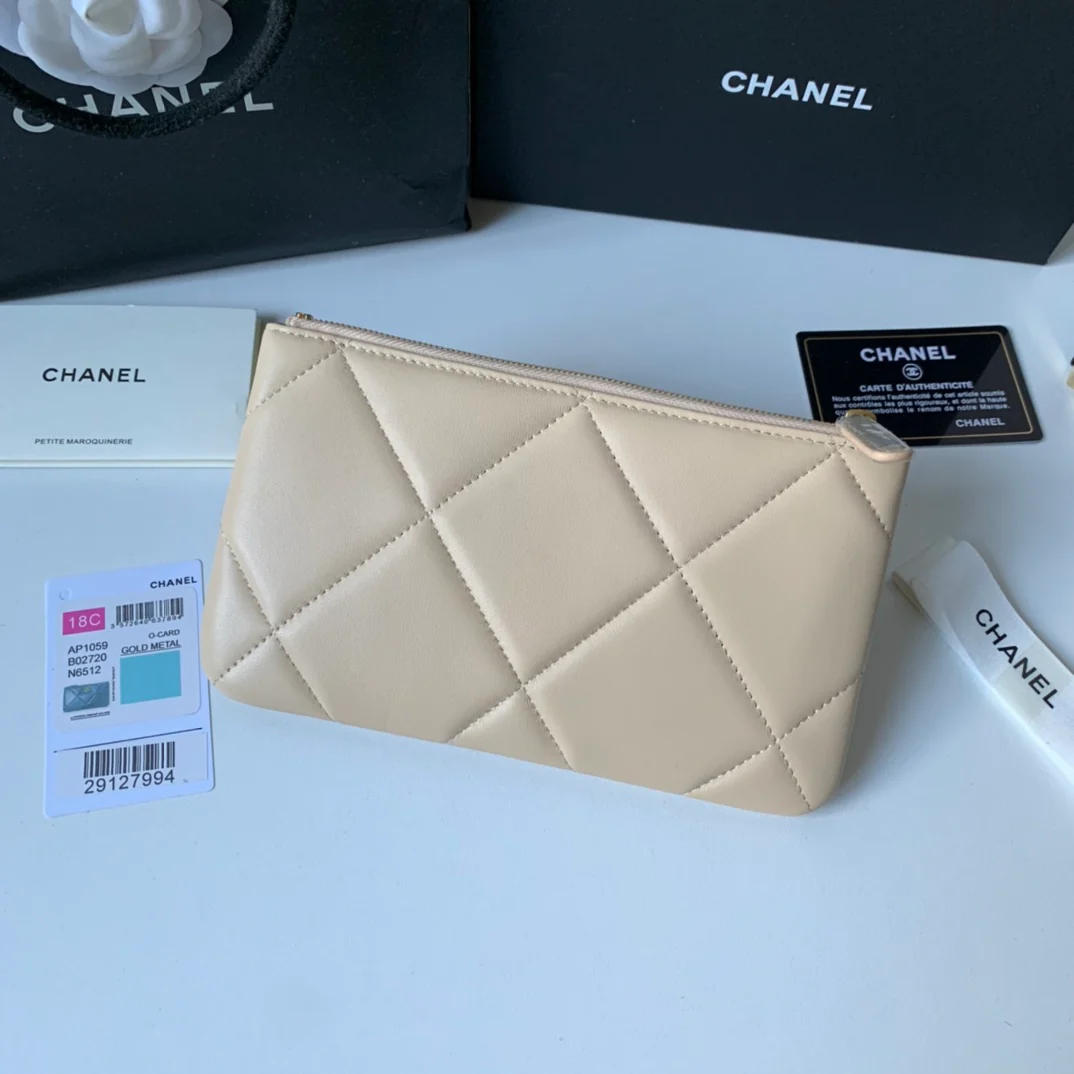 Кошелек для монет Chanel из овечьей кожи в клетку, серия 19 - 1 шт.