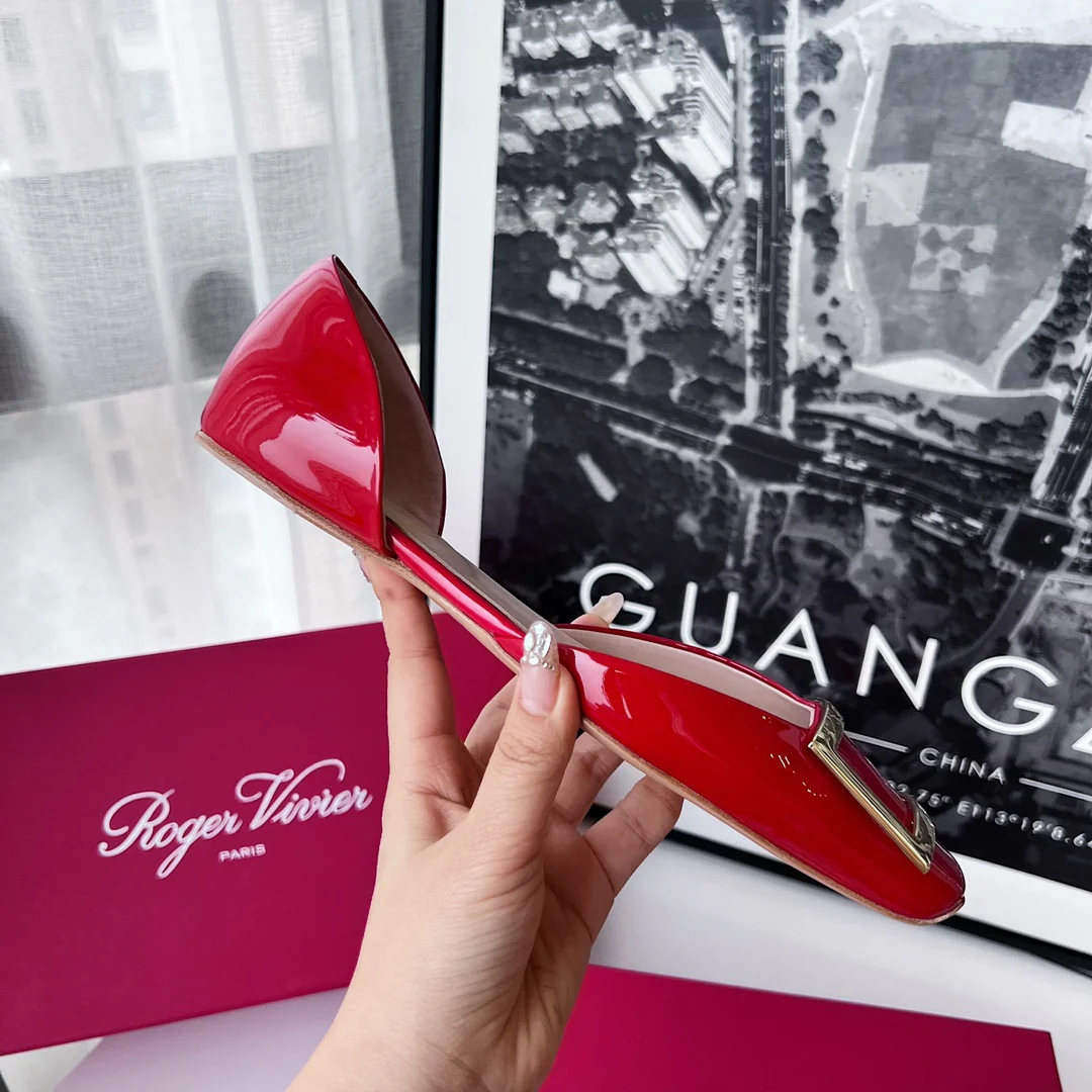 Обувь для автодомов - полые плоские туфли - красные