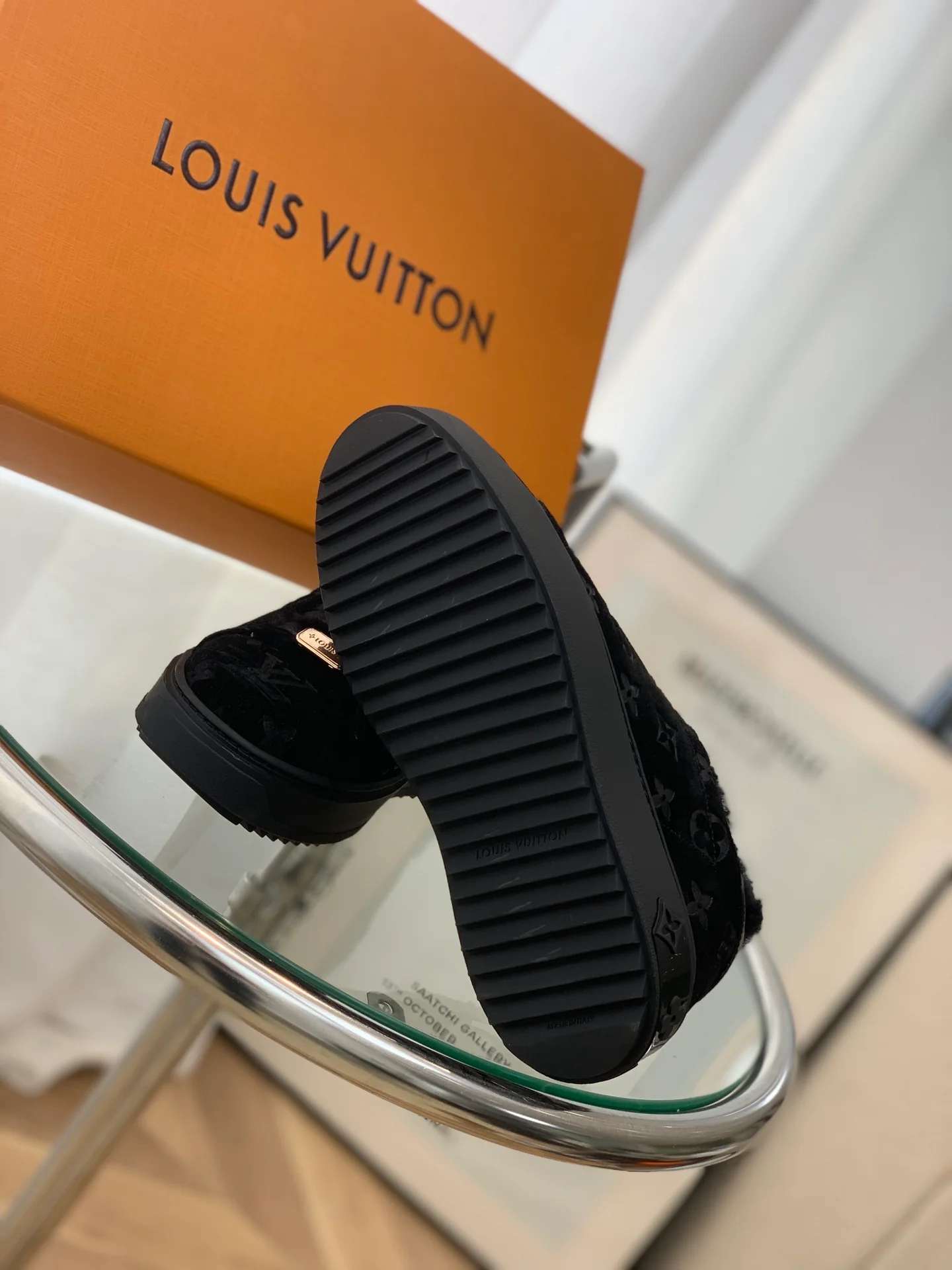 Обувь LV - шерстяные повседневные туфли LV - полностью черные