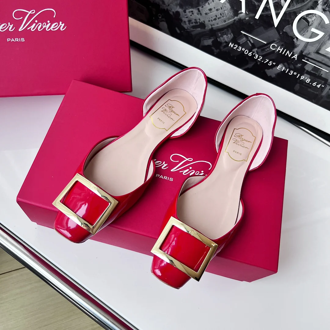 Обувь для автодомов - полые плоские туфли - красные