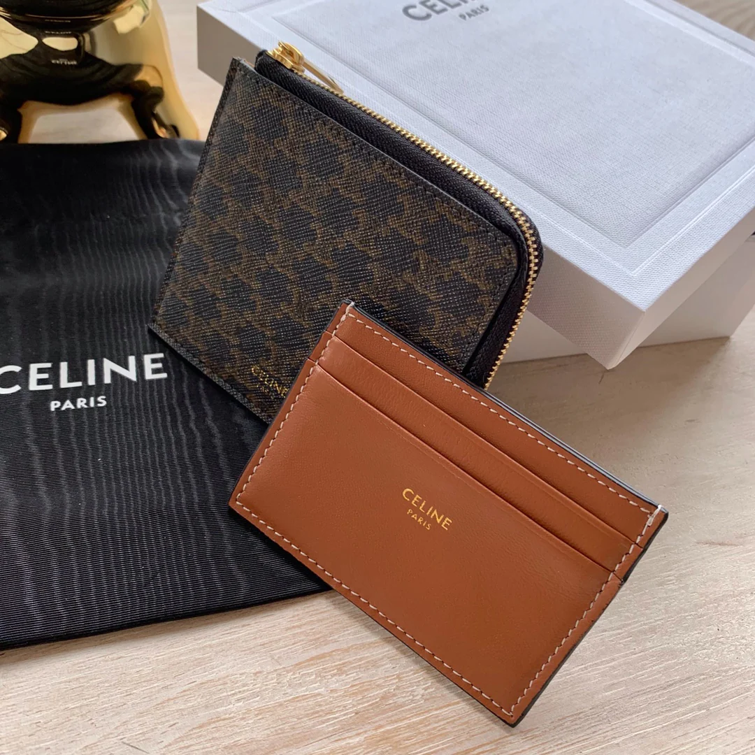 Карман на молнии из искусственной кожи Celine Triomphe и съемный держатель для карт из овечьей кожи