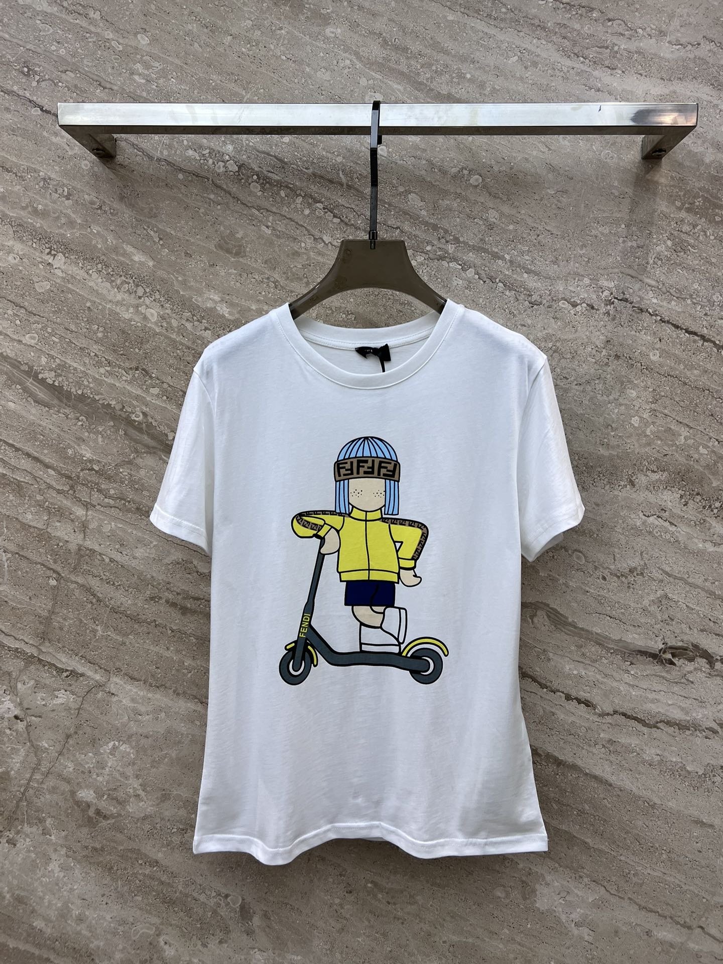 Футболка Fendi-2403-24ss Весна/Лето, новая модель, с принтом 