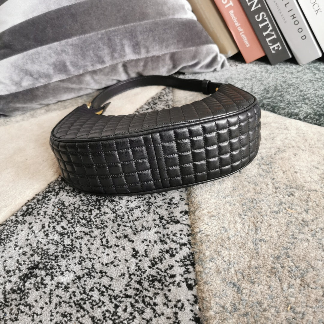 Сумка через плечо Celine Ava - клетчатый узор из овечьей кожи - черная