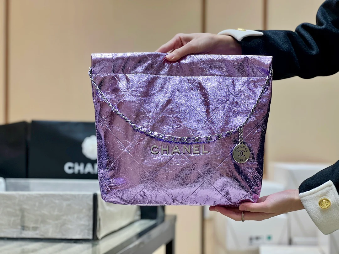 Сумка Chanel 25c 22 - металлизированная кожа - фиолетовая
