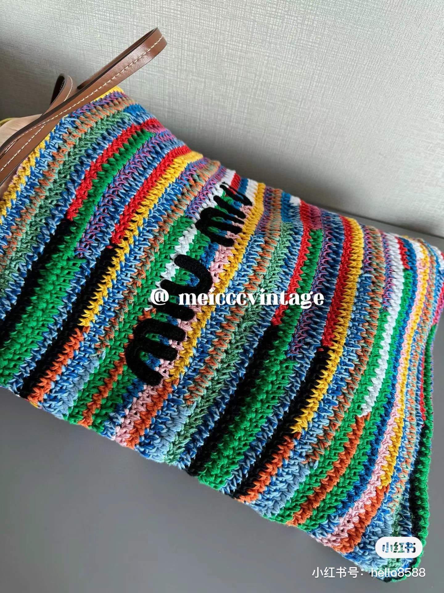 Сумка-шоппер Miu Miu-5bg228 из хлопчатобумажной пряжи, сотканной из соломы.