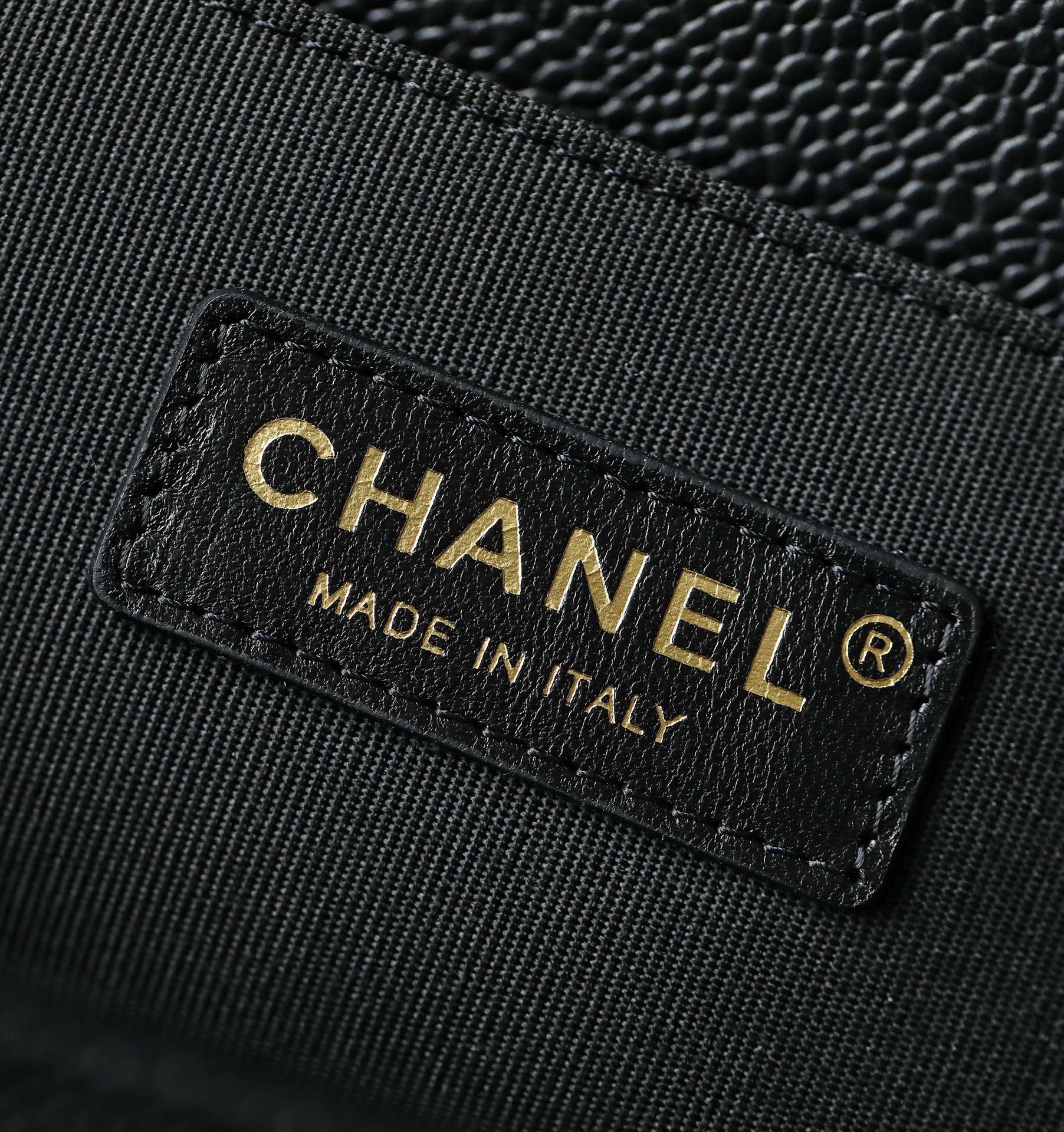 Chanel Le Boy Crystal Diamond Pattern Caviar - Medium - Black Gold