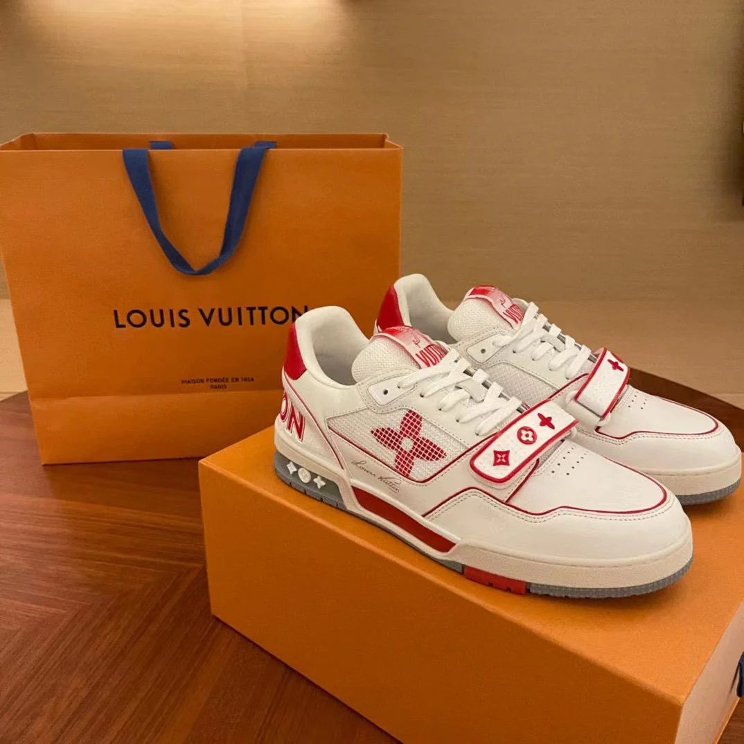 Кроссовки LV Trainer Series - на липучках - унисекс - бело-красные