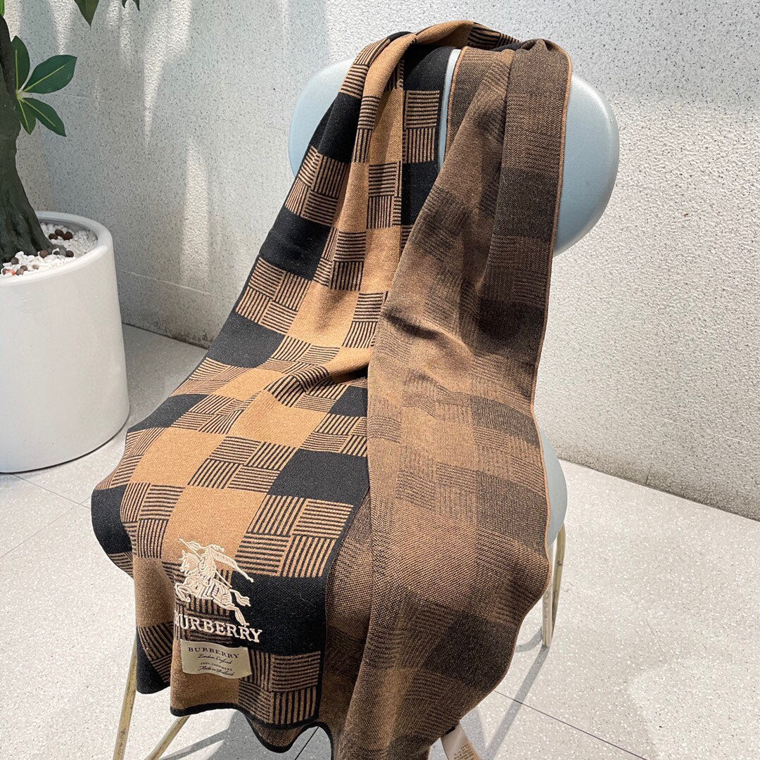 Классический шарф для верховой езды Burberry - 180 см - 32 см - 100 см - Импортный вязаный кашемир - Коричневый