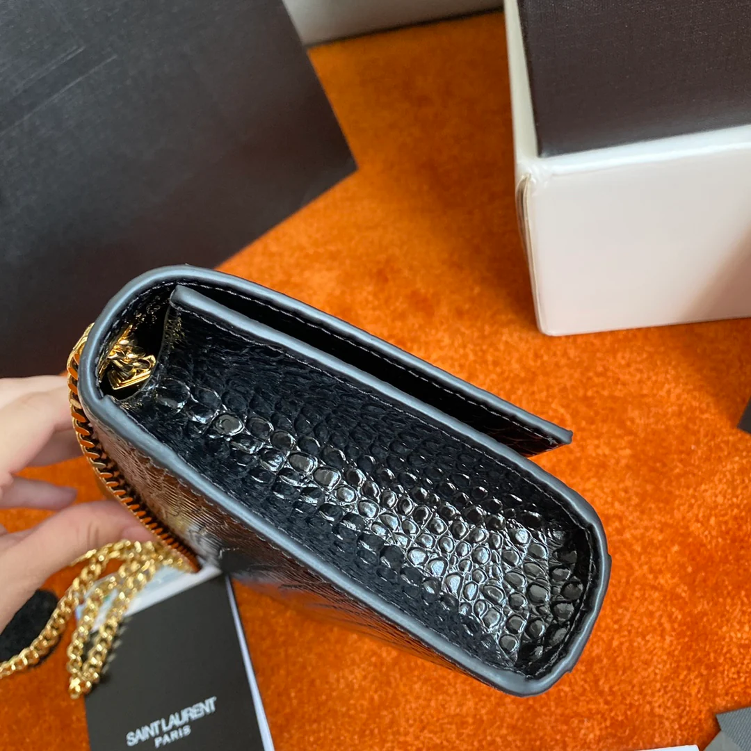 Сумка YSL Kate с цепочкой и крокодиловым принтом - маленькая