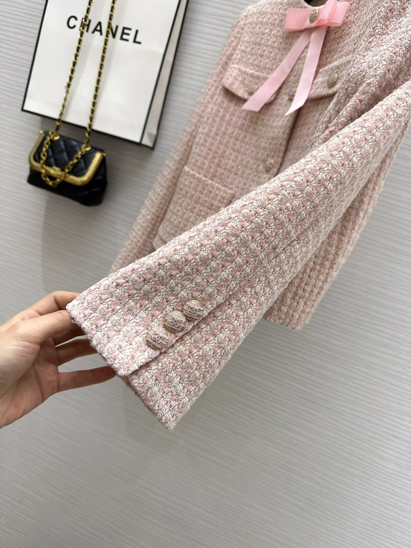 Chanel - 2403-24 Ранняя весна Новый стиль Девичий круглый вырез Классический тканый жакет