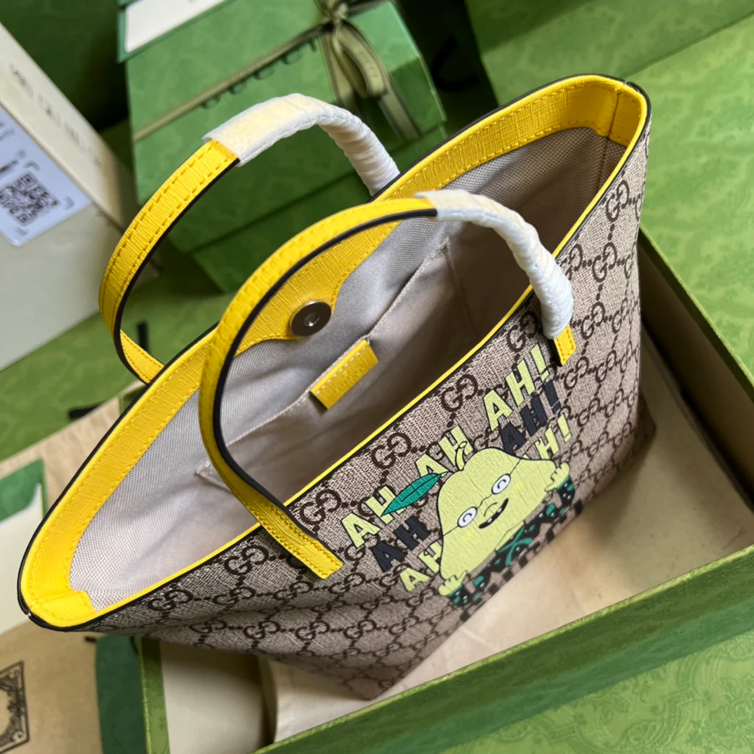 Gucci - Желтая сумка-тоут с мультяшным рисунком