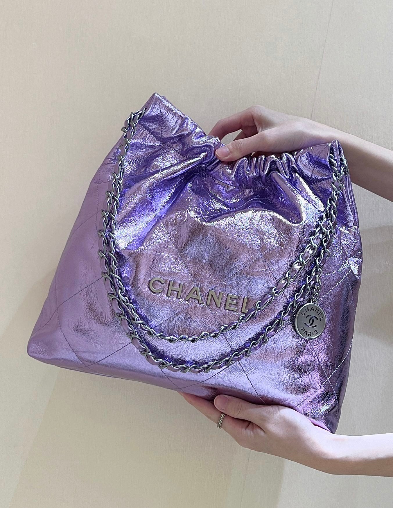 Сумка Chanel 25c 22 - металлизированная кожа - фиолетовая