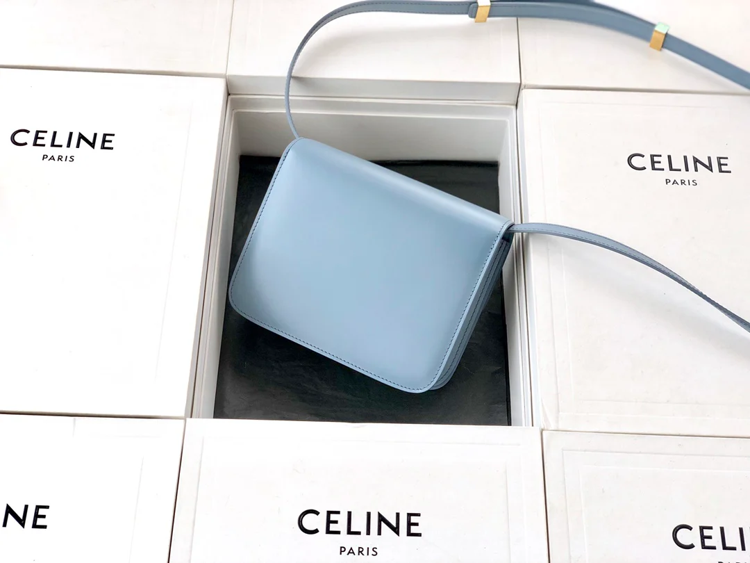 Сумка Celine Box-Tteen из полированной телячьей кожи - аквамарин - 1