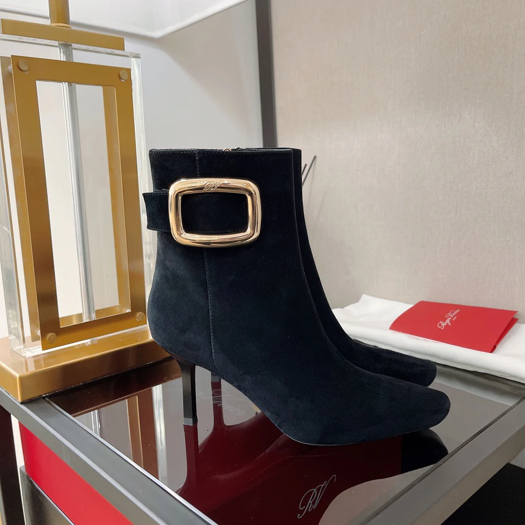 Обувь RV - Новинка сезона осень/зима 2022 - Ботильоны на шпильке из черной замши
