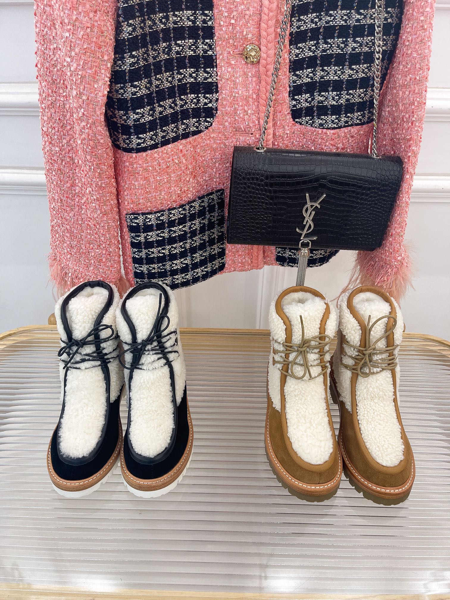 Celine - Сапоги для верховой езды из овчины - Унисекс - Черные