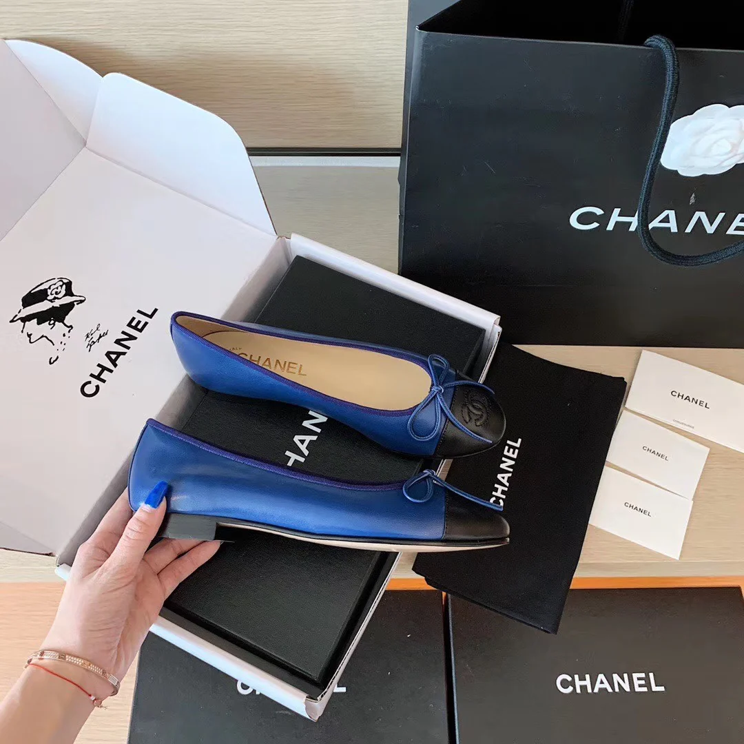 Классические балетки Chanel - темно-синие