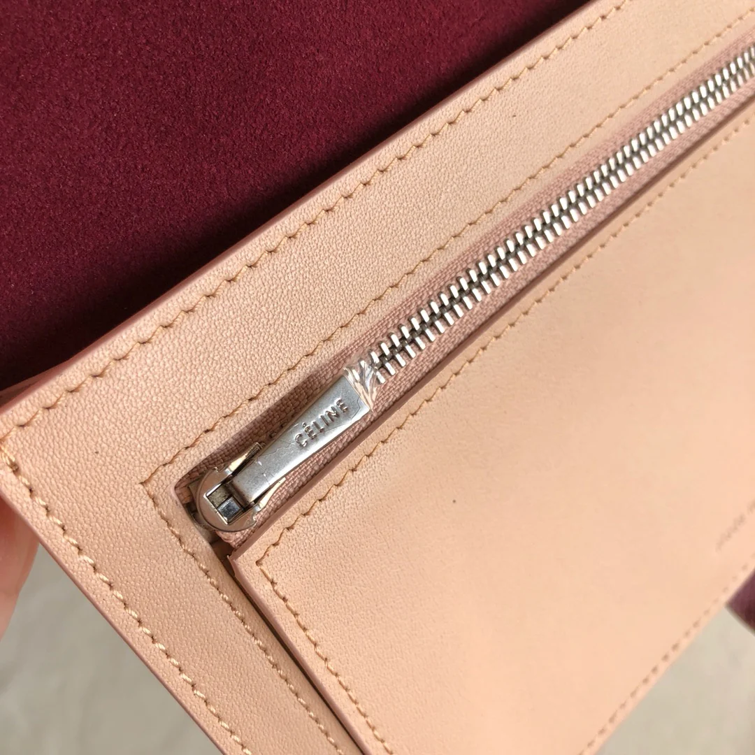 Длинный кошелек Celine - бордовый и розово-абрикосовый - с принтом пальм.