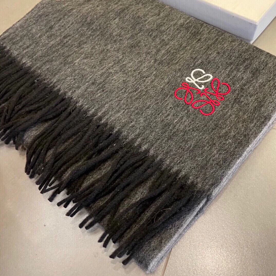 Шарф Lolwei с вышивкой ?Водяная рябь? — 100 шт. — Кашемир — Железно-серый