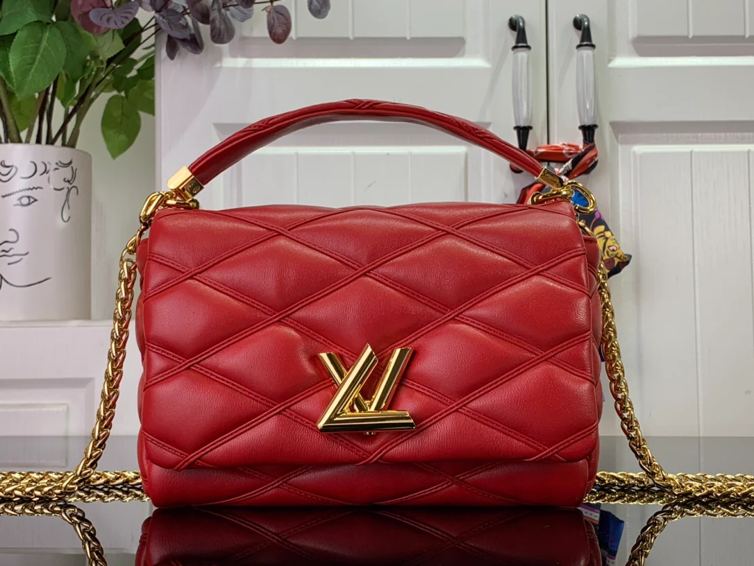 m22890-LV-Кварцевая сумка с тисненым узором и цепочкой, средний размер, красный