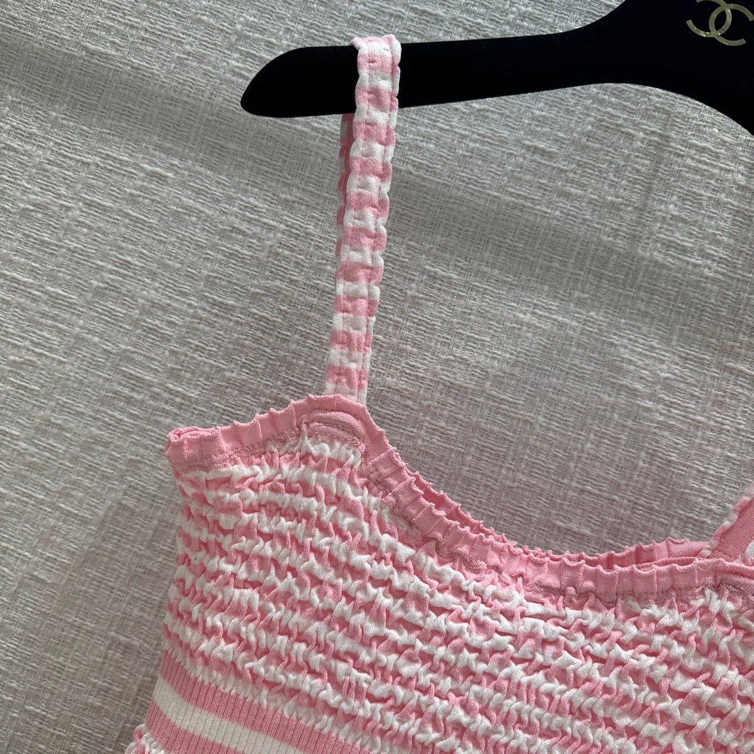 Вязаная майка в полоску Chanel 2403