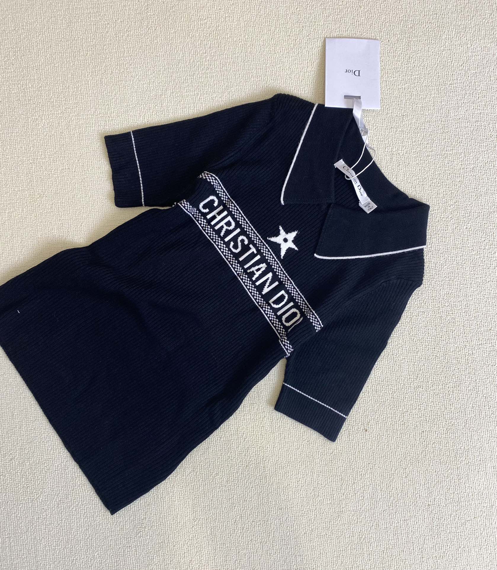 Новая вязаная рубашка-поло Dior 2403 весна/лето - синяя